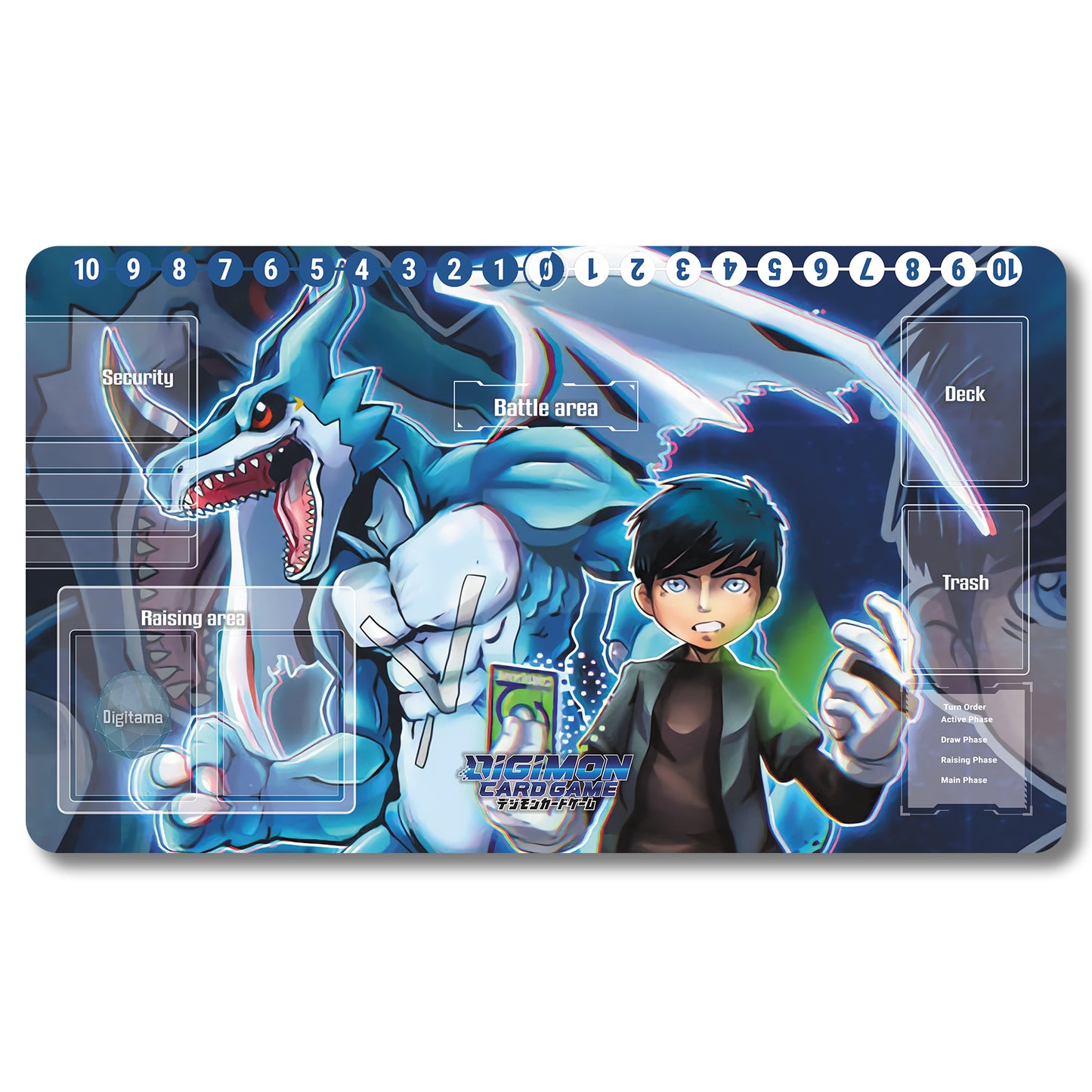 Board Game V-dramon Playmat - Digimon Size 23.6X13.7in Play mats Compatible for TCG DTCG CCG Trading Card Game