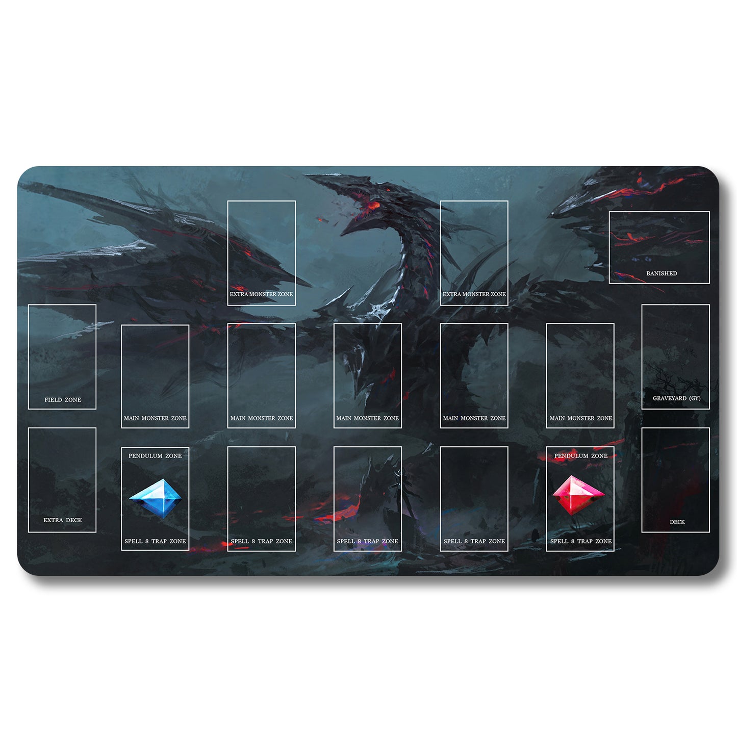 Board Game Red-Eyes Black Dragon Playmat - Yugioh Size 23.6X13.7in Play mats Compatible for TCG OCG CCG Trading Card Game