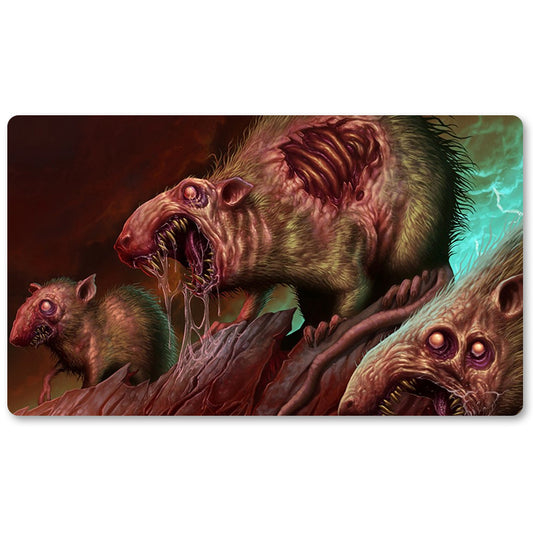 Board Game Peripheral- Rotting-Rats-MTG Playmat Size 23.6X13.7in Play mats Compatible for TCG RPG CCG Trading Card Game