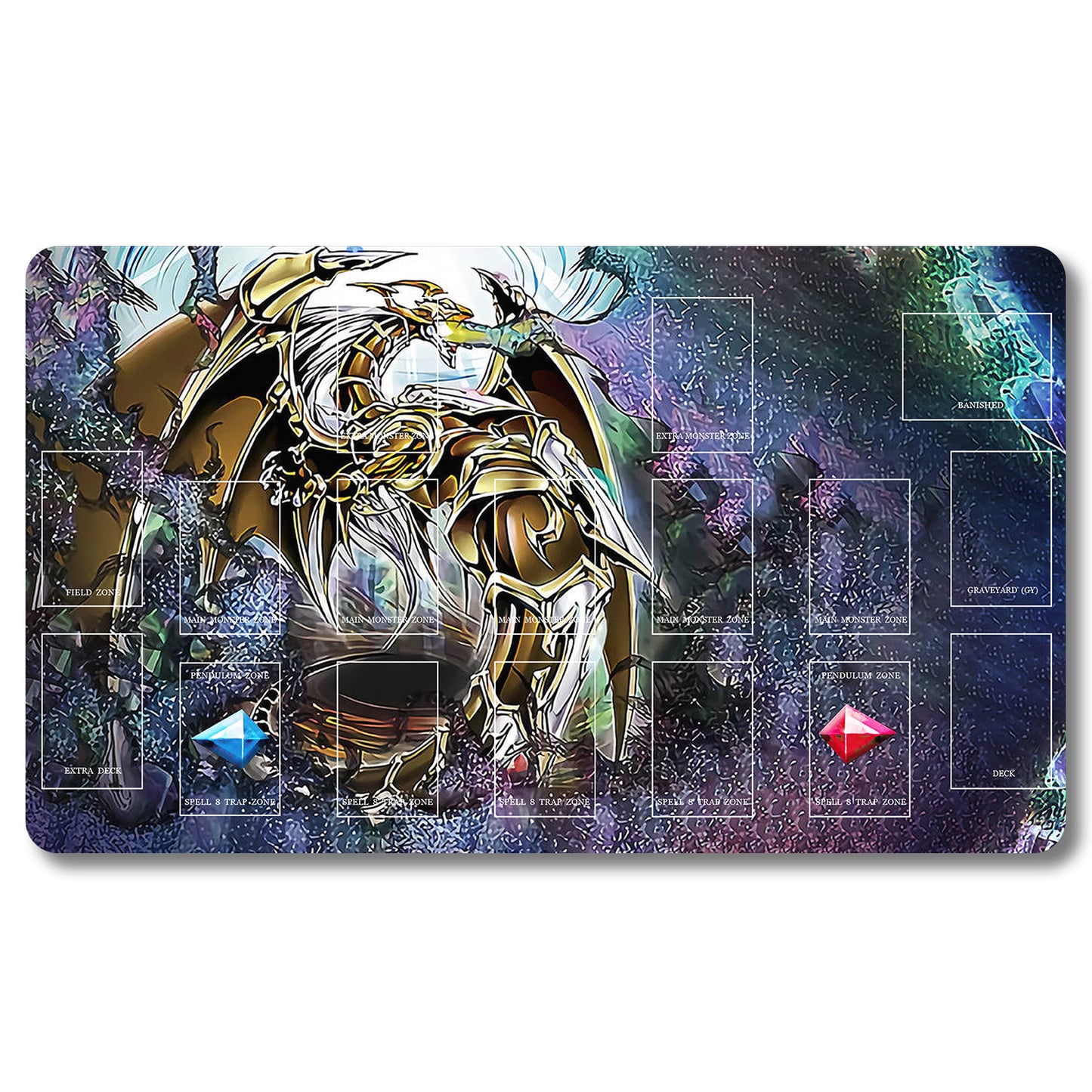 Tabulludo Ekstercentra - 609653- Yugioh Playmat Grandeco 23.6X13.7in Ludaj matoj Kongrua por TCG OCG CCG Komerca Kartludo