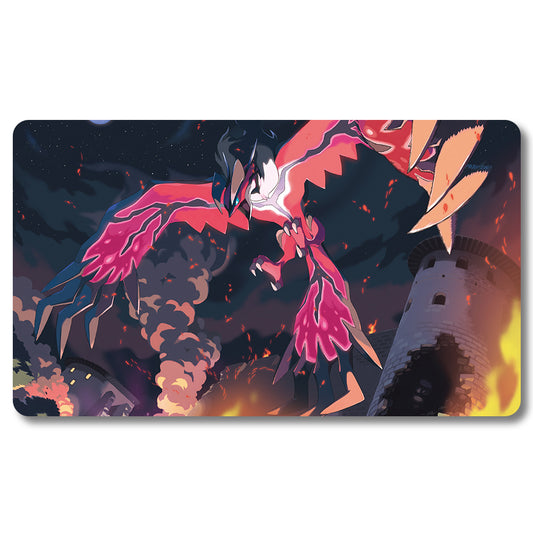 PTCG Yveltal Playmat - Pokemon Size 23.6X13.7in Play mats Compatible for TCG MTG RPG CCG Trading Card Game