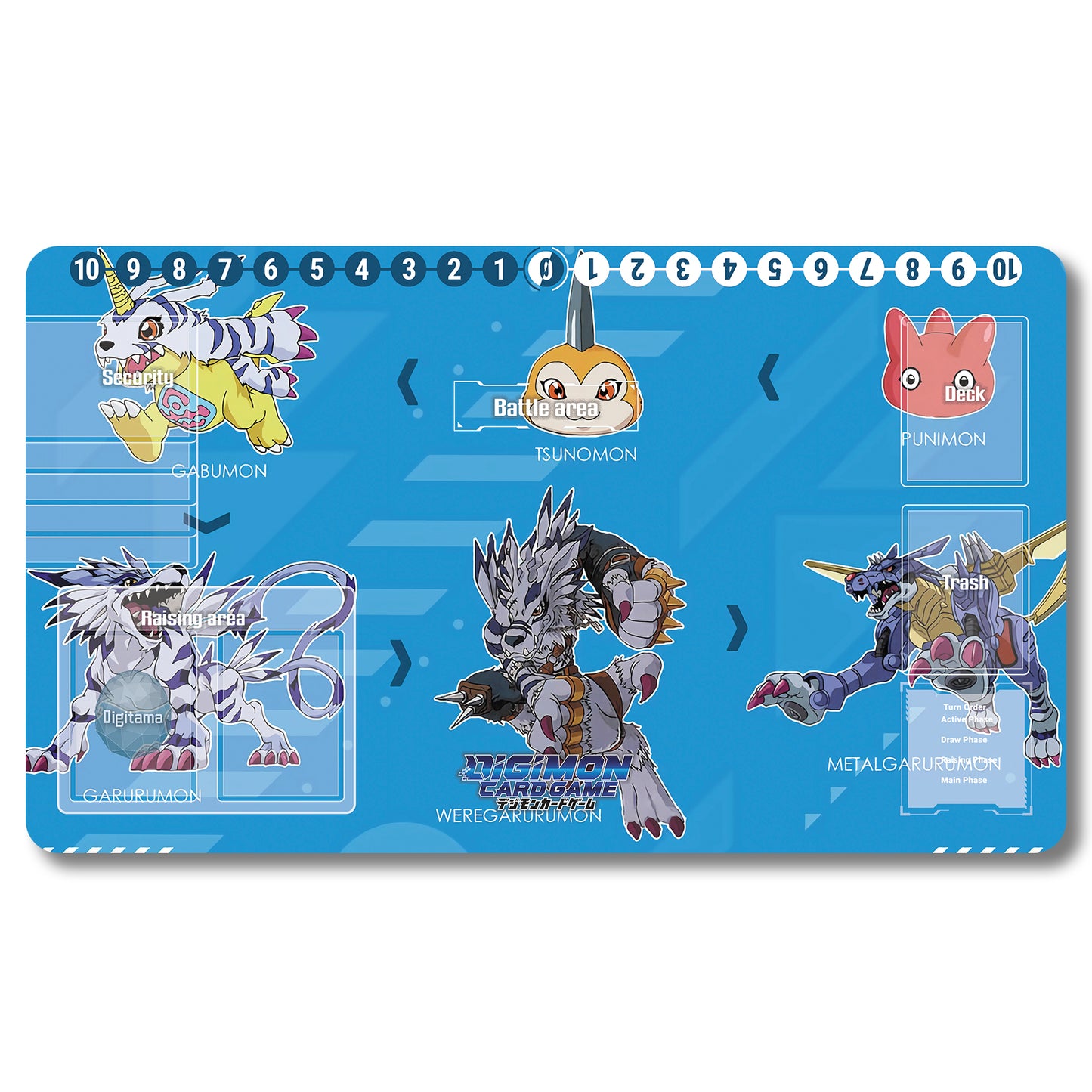 Digimon Garurumon Playmat - Digimon Size 23.6X13.7in Play mats Compatible for TCG DTCG CCG Trading Card Game