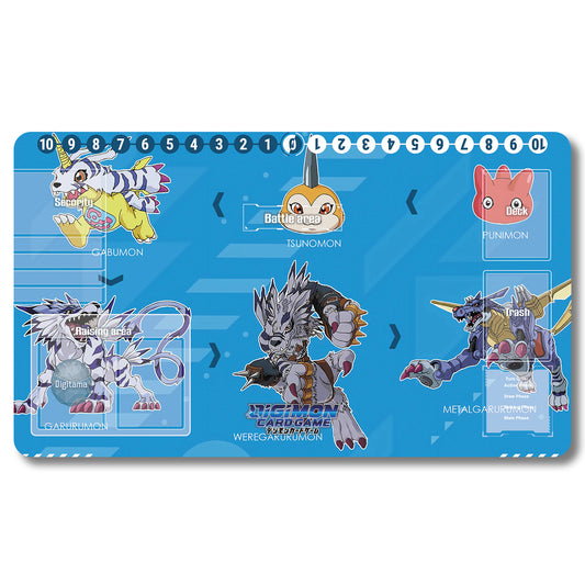 Digimon Garurumon Playmat - Digimon Size 23.6X13.7in Play mats Compatible for TCG DTCG CCG Trading Card Game