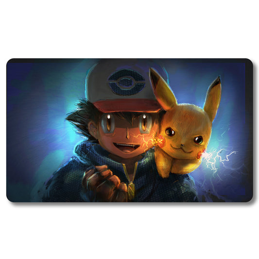 PTCG Pikachu Playmat - Pokemon Size 23.6X13.7in Play mats Compatible for TCG MTG RPG CCG Trading Card Game