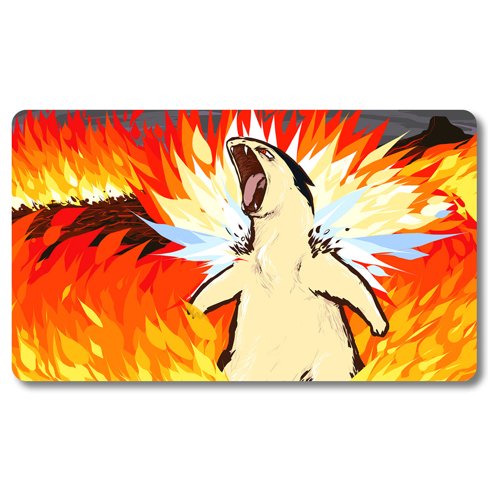 PTCG Typhlosion Playmat - Pokemon Size 23.6X13.7in Play mats Compatible for TCG MTG RPG CCG Trading Card Game