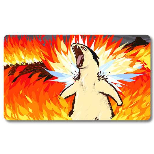 PTCG Typhlosion Playmat - Pokemon Size 23.6X13.7in Play mats Compatible for TCG MTG RPG CCG Trading Card Game