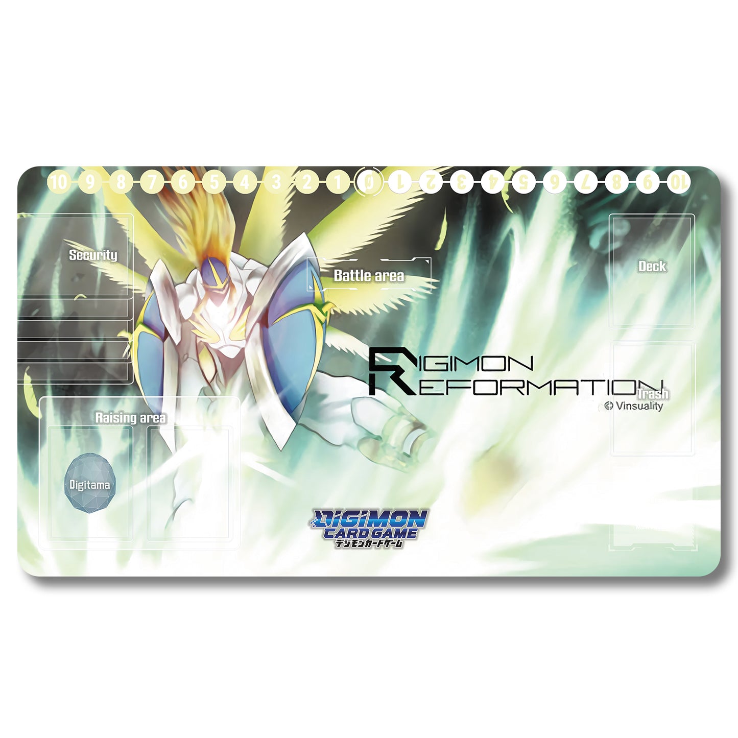 Board Game Angemon Playmat - Digimon Size 23.6X13.7in Play mats Compatible for TCG DTCG CCG Trading Card Game