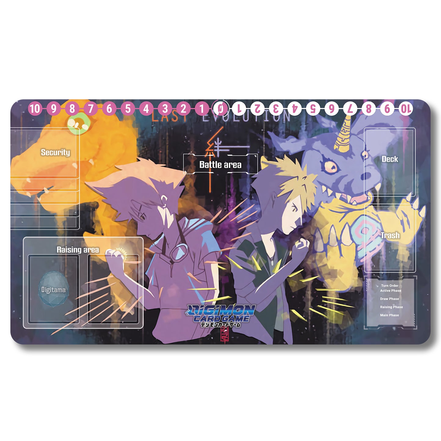 Board Game Gabumon Greymon Playmat - Digimon Size 23.6X13.7in Play mats Compatible for TCG DTCG CCG Trading Card Game