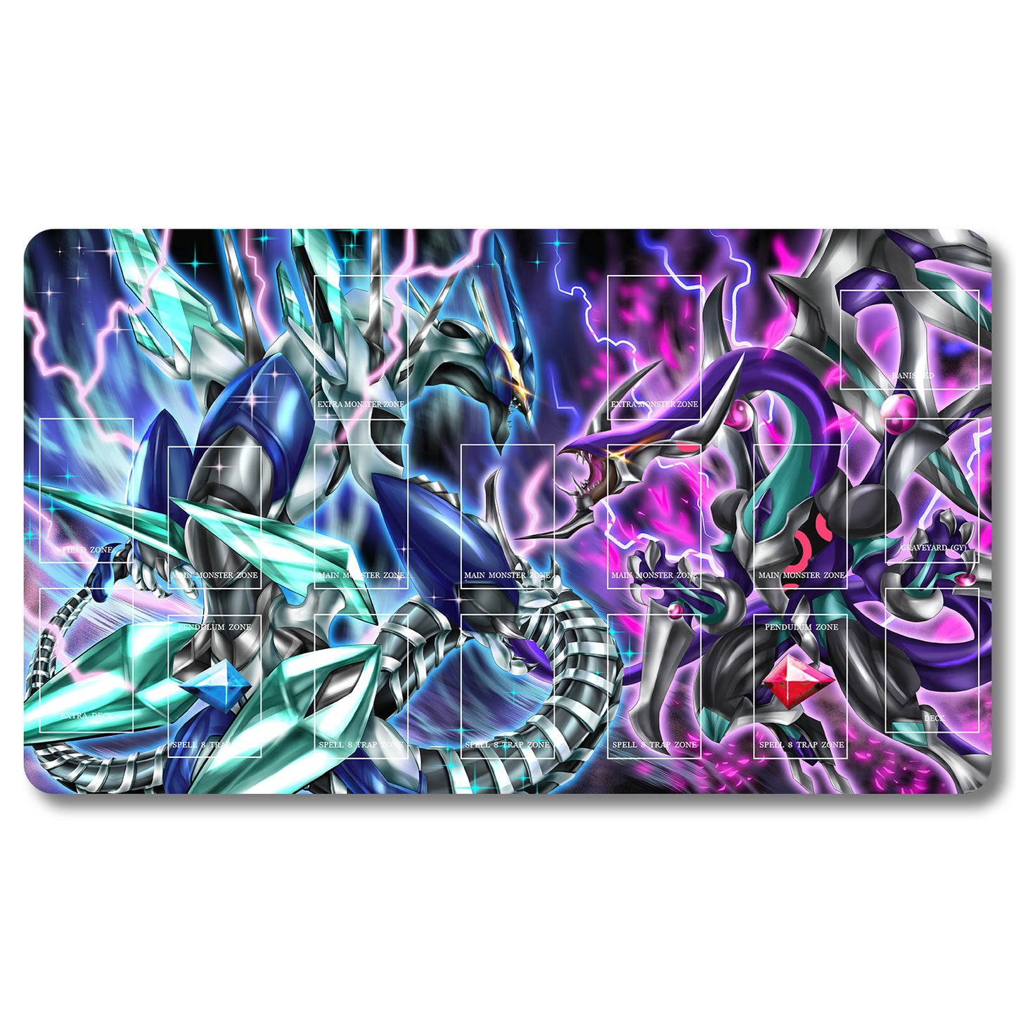 Tabulludo Ekstercentra - 297953- Yugioh Playmat Grandeco 23.6X13.7in Ludaj matoj Kongruaj por TCG OCG CCG Komerca Kartludo