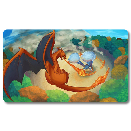 PTCG Charmander Playmat - Pokemon Size 23.6X13.7in Play mats Compatible for TCG MTG RPG CCG Trading Card Game