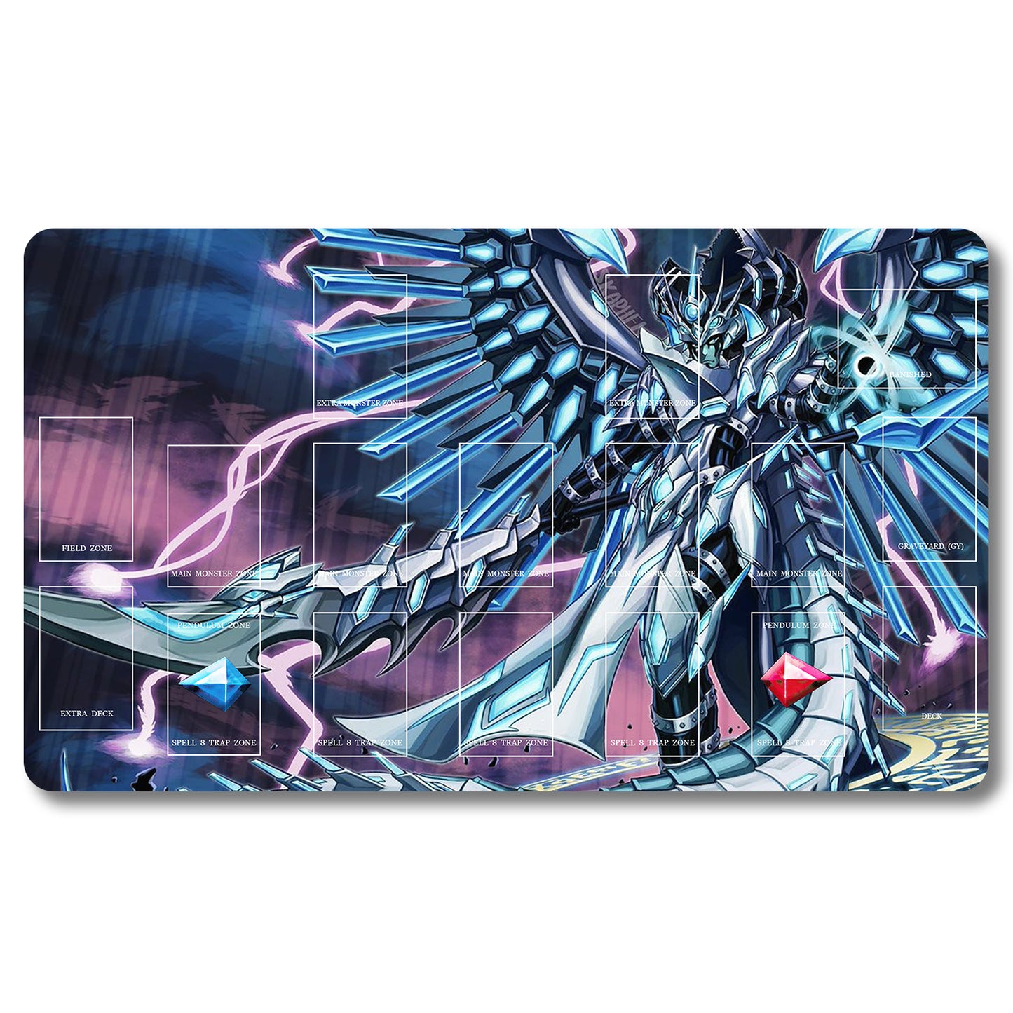 Tabulludo Ekstercentra - 287953- Yugioh Playmat Grandeco 23.6X13.7in Ludaj matoj Kongrua por TCG OCG CCG Komerca Kartludo