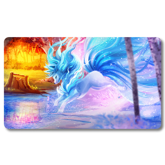 PTCG Ninetales Playmat - Pokemon Size 23.6X13.7in Play mats Compatible for TCG MTG RPG CCG Trading Card Game