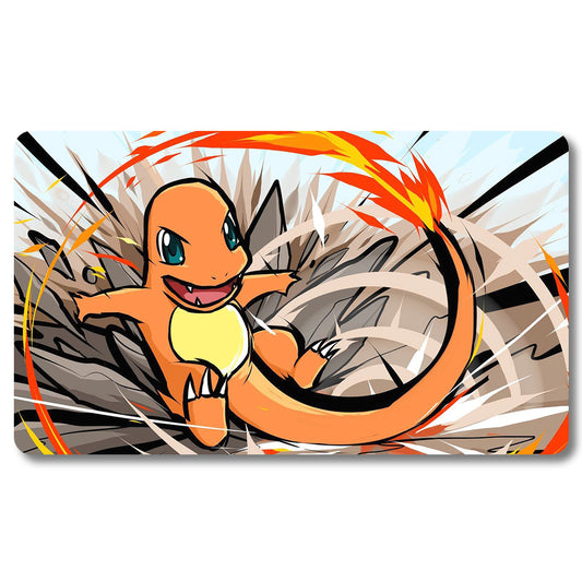 Board Game Charmander Playmat - Pokemon Size 23.6X13.7in Play mats Compatible for TCG MTG RPG CCG Trading Card Game