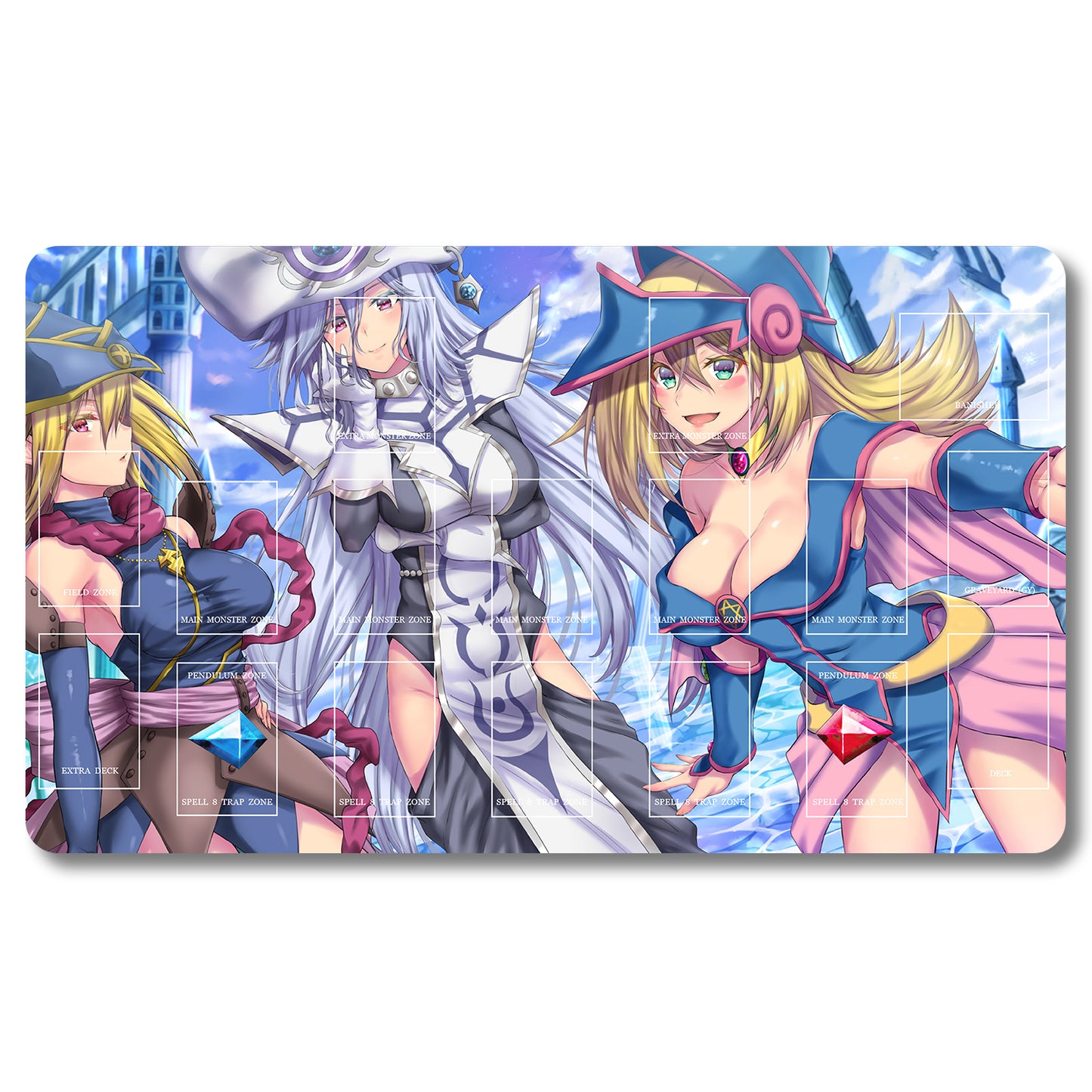 Board Game Black Magician Girl Playmat - Yugioh Size 23.6X13.7in Play mats Compatible for TCG OCG CCG Trading Card Game