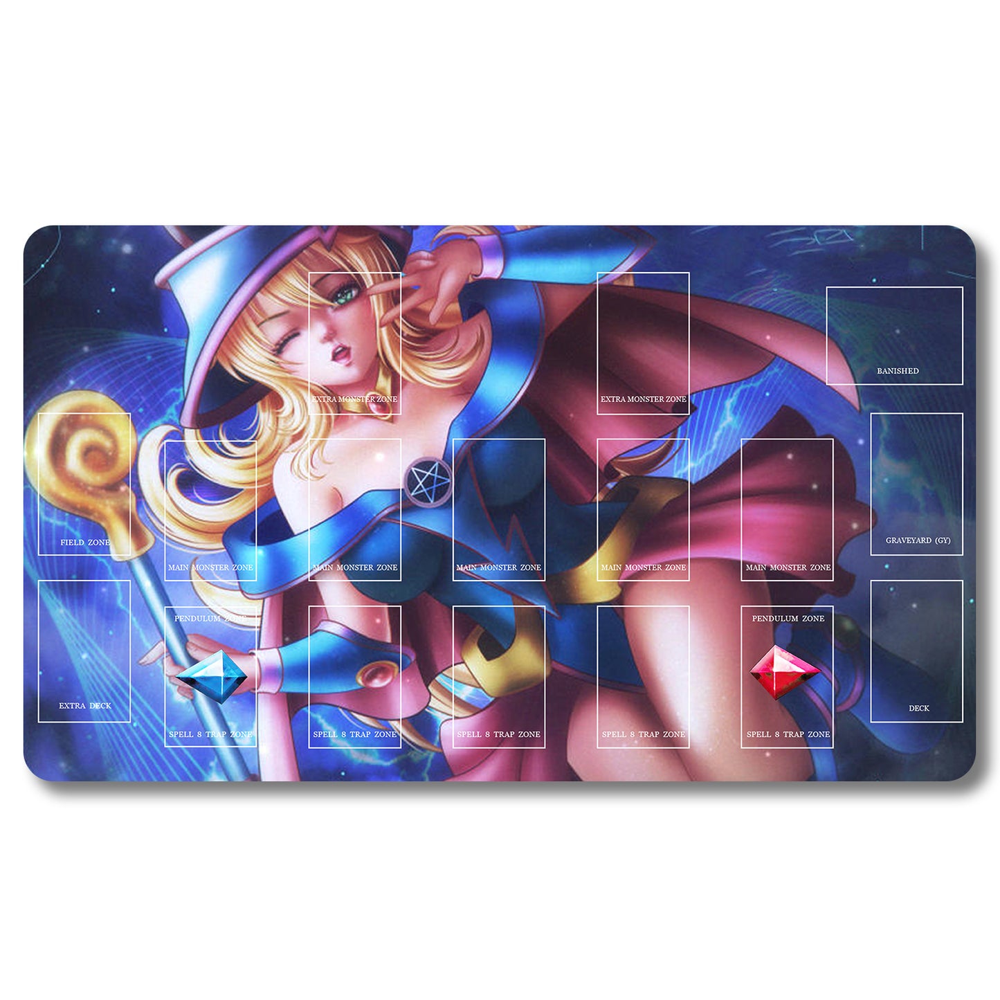 YUGIOH Dark Magician Girl Playmat - Yugioh Size 23.6X13.7in Play mats Compatible for TCG OCG CCG Trading Card Game