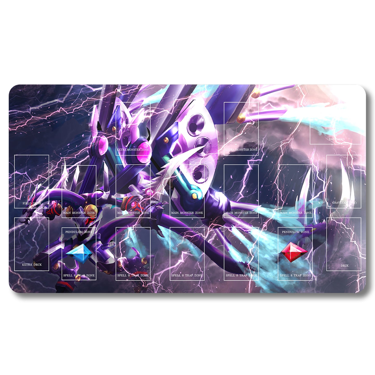 YUGIOH Dark Rebellion XYZ Dragon Playmat - Yugioh Size 23.6X13.7in Play mats Compatible for TCG OCG CCG Trading Card Game