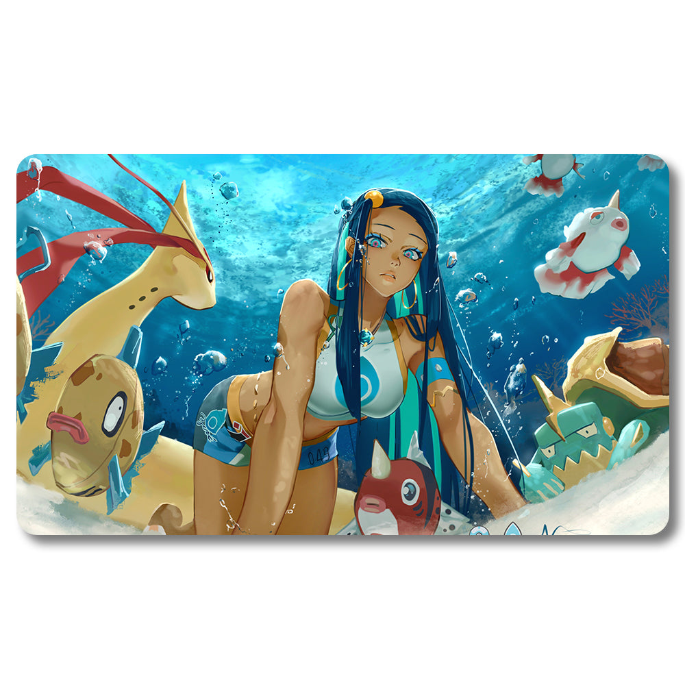 PTCG Nessa Playmat - Pokemon Size 23.6X13.7in Play mats Compatible for TCG MTG RPG CCG Trading Card Game