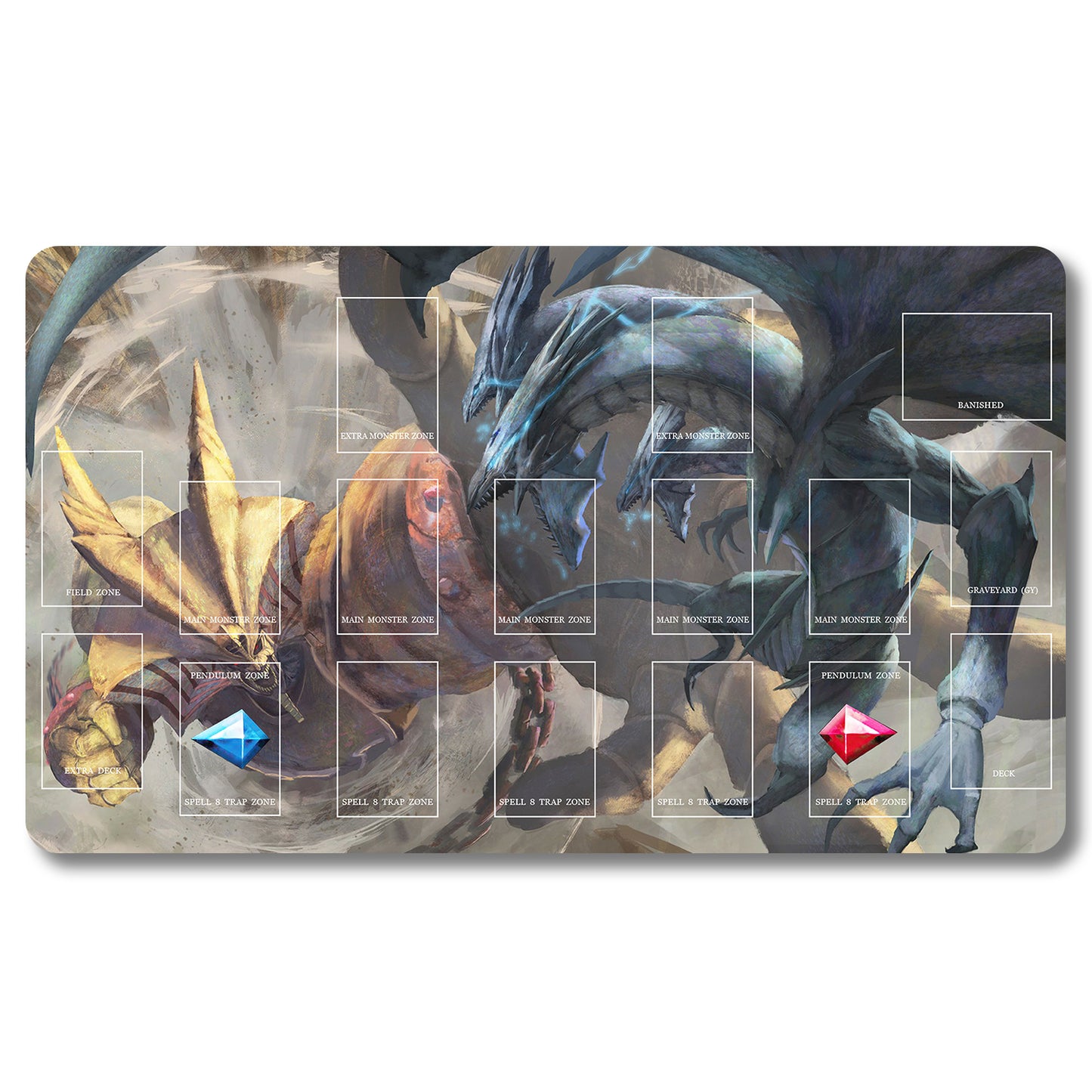 Board Game Blue-Eyes Ultimate Dragon Playmat - Yugioh Size 23.6X13.7in Play mats Compatible for TCG OCG CCG Trading Card Game