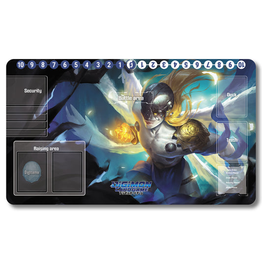 Board Game Angemon Playmat - Digimon Size 23.6X13.7in Play mats Compatible for TCG DTCG CCG Trading Card Game