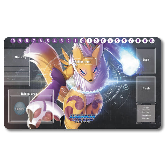 Digimon Renamon Playmat - Digimon Size 23.6X13.7in Play mats Compatible for TCG DTCG CCG Trading Card Game