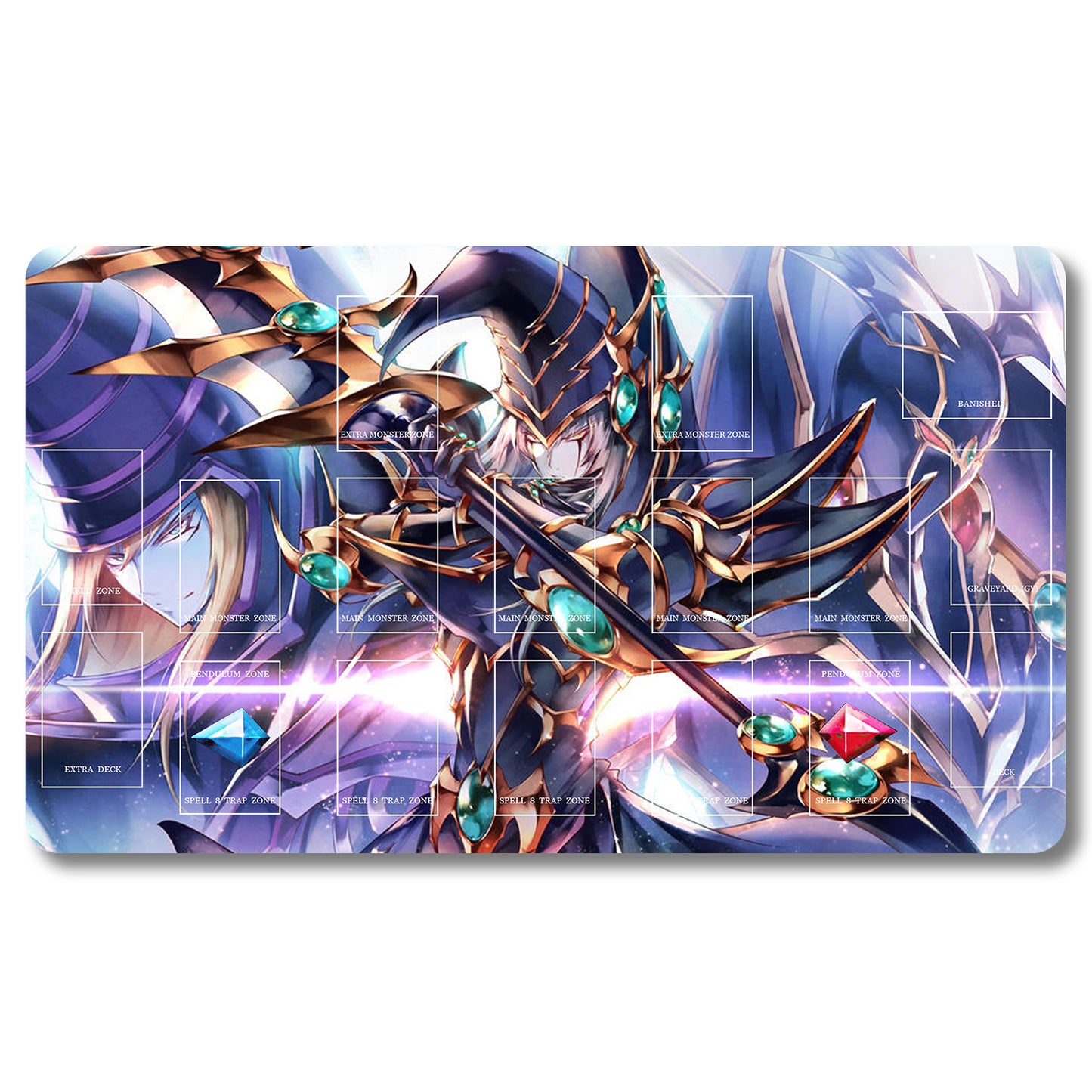 Tabulludo Ekstercentra - 156548- Yugioh Playmat Grandeco 23.6X13.7in Ludaj matoj Kongrua por TCG OCG CCG Komerca Kartludo