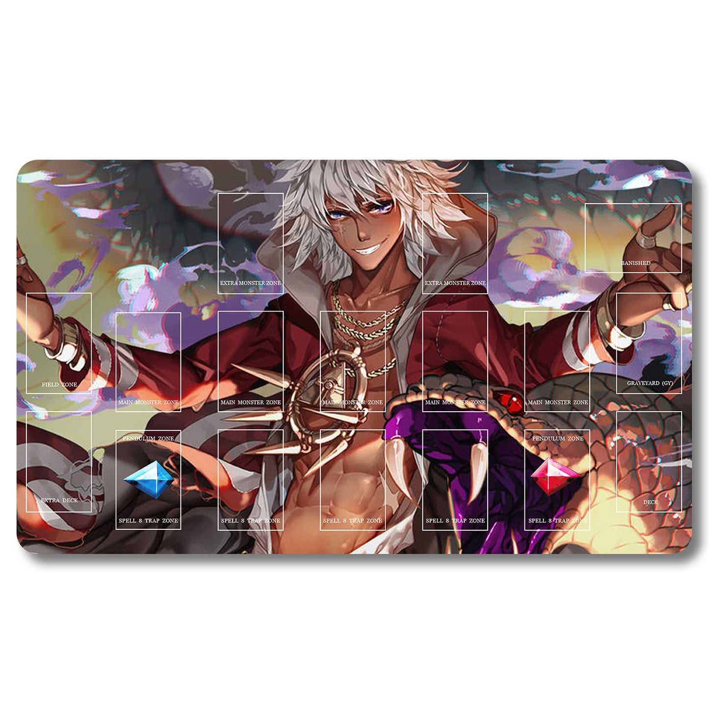 YUGIOH Marik Ishtar Playmat - Yugioh Size 23.6X13.7in Play mats Compatible for TCG OCG CCG Trading Card Game