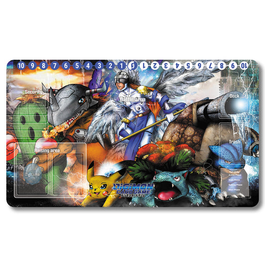 Digimon Angemon Playmat - Digimon Size 23.6X13.7in Play mats Compatible for TCG DTCG CCG Trading Card Game