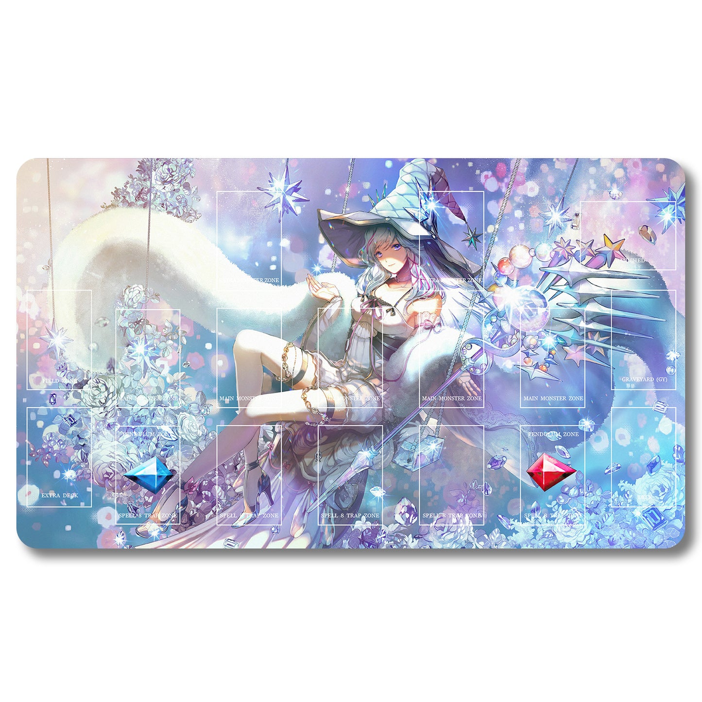 YUGIOH Silent Magician Playmat - Yugioh Size 23.6X13.7in Play mats Compatible for TCG OCG CCG Trading Card Game