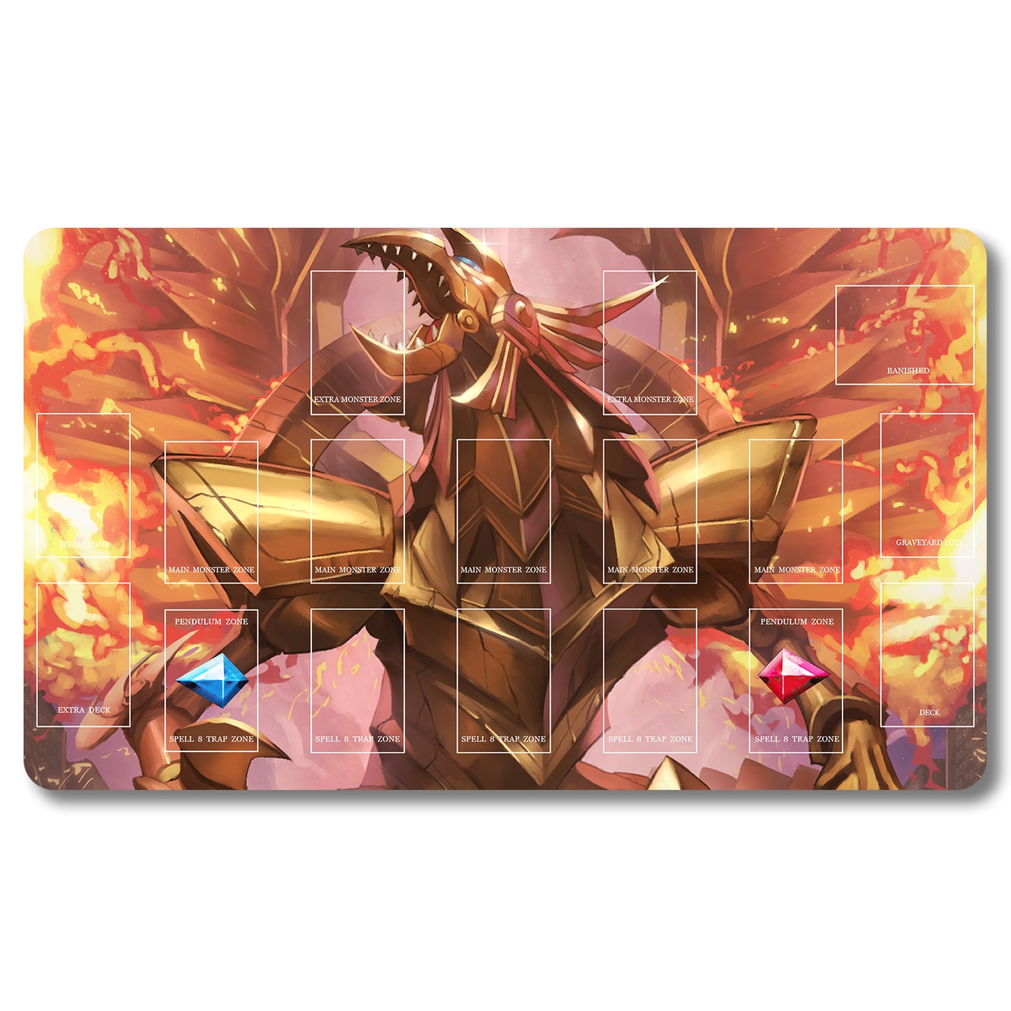 YUGIOH The Winged Dragon of Ra Playmat - Yugioh Size 23.6X13.7in Play mats Compatible for TCG OCG CCG Trading Card Game