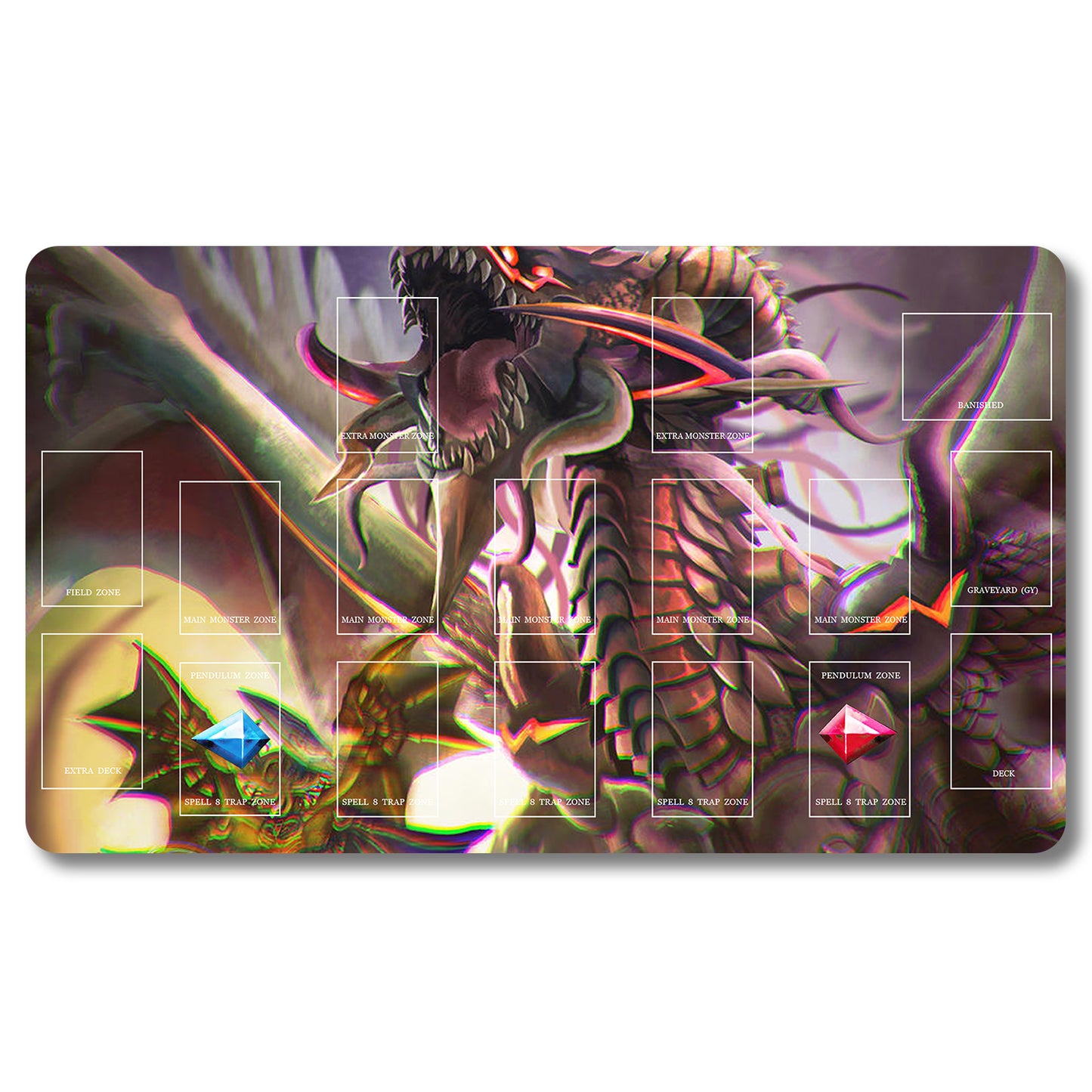 Tabulludo Ekstercentra - 108656- Yugioh Playmat Grandeco 23.6X13.7in Ludaj matoj Kongrua por TCG OCG CCG Komerca Kartludo