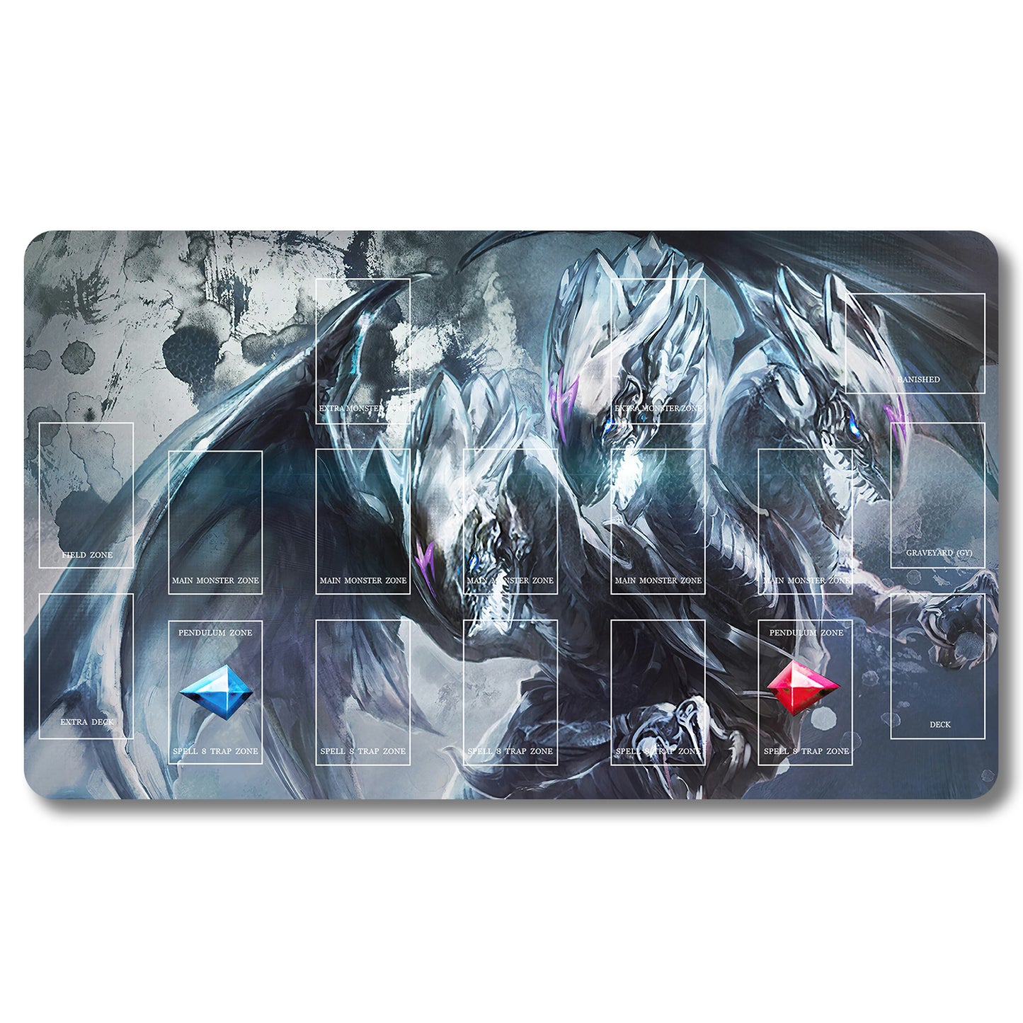 YUGIOH Blue-Eyes Ultimate Dragon Playmat - Yugioh Size 23.6X13.7in Play mats Compatible for TCG OCG CCG Trading Card Game