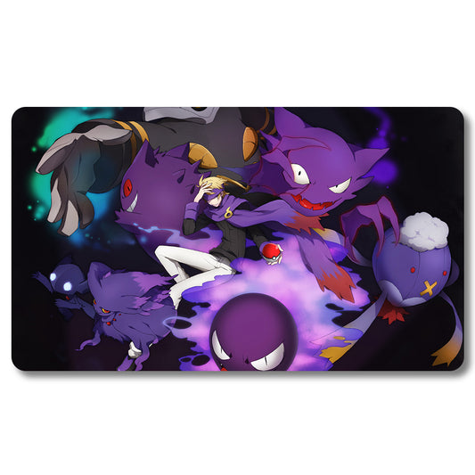 PTCG Gastly Playmat - Pokemon Size 23.6X13.7in Play mats Compatible for TCG MTG RPG CCG Trading Card Game