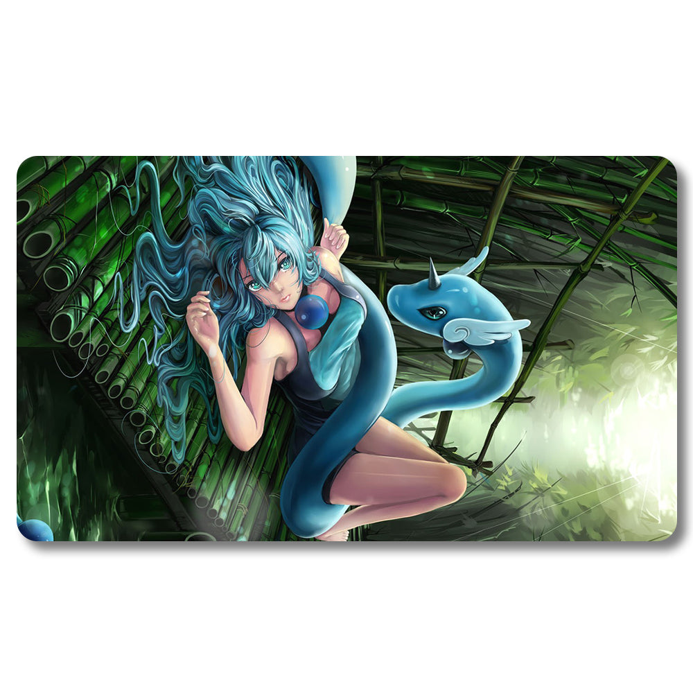 PTCG Vaporeon Playmat - Pokemon Size 23.6X13.7in Play mats Compatible for TCG MTG RPG CCG Trading Card Game