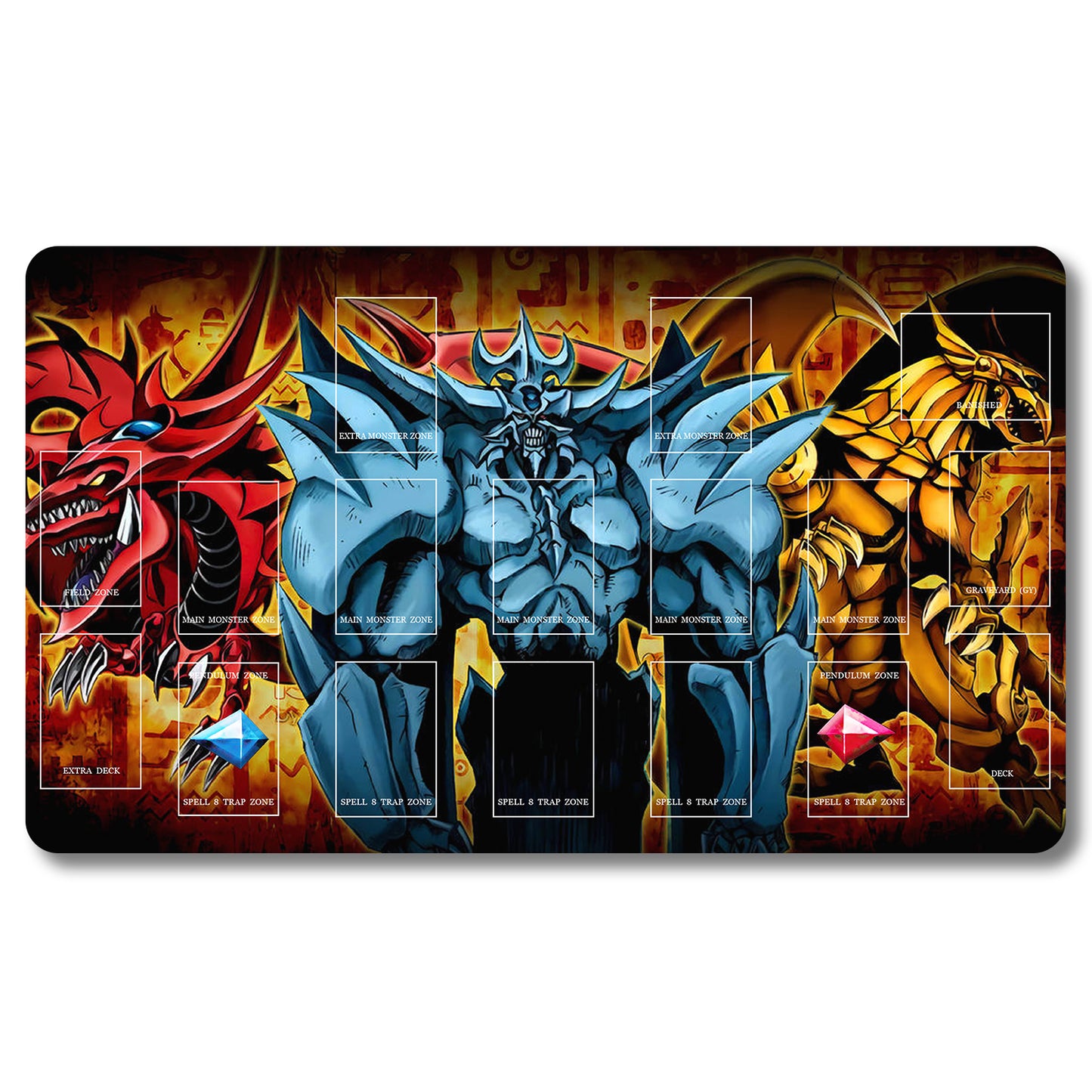 YUGIOH Card Of God Playmat - Yugioh Size 23.6X13.7in Play mats Compatible for TCG OCG CCG Trading Card Game