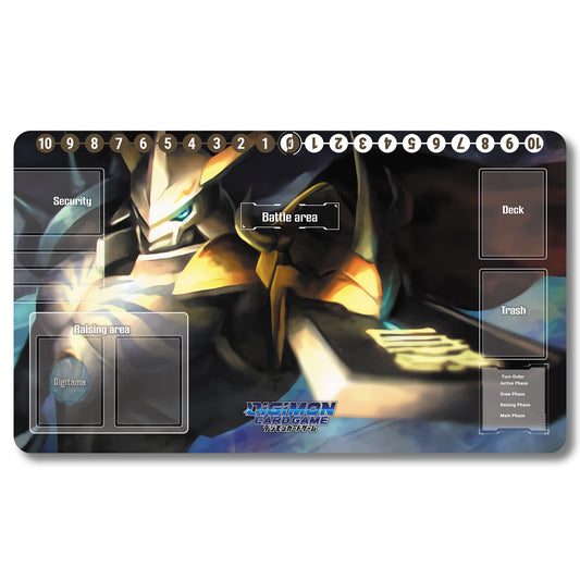 Digimon Omegamon Playmat - Digimon Size 23.6X13.7in Play mats Compatible for TCG DTCG CCG Trading Card Game