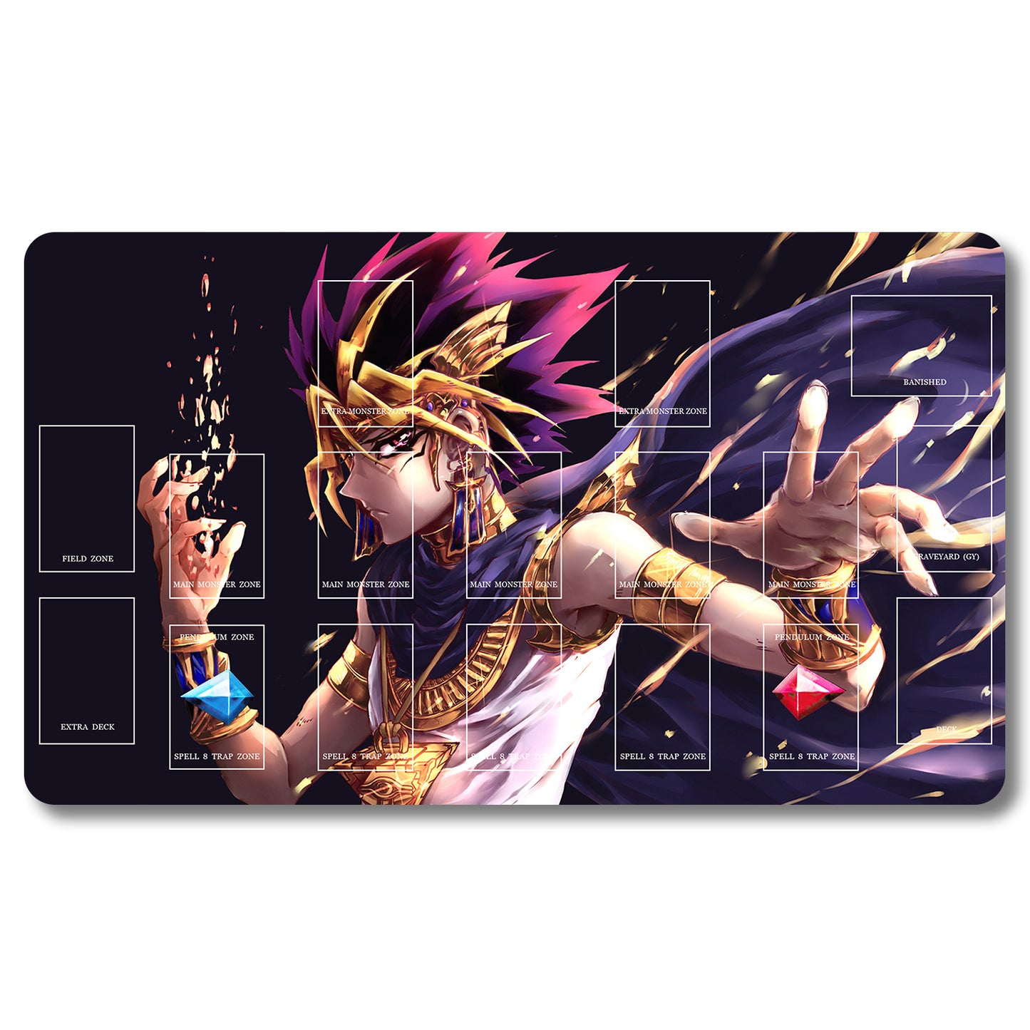 Board Game Yugi Muto Playmat - Yugioh Size 23.6X13.7in Play mats Compatible for TCG OCG CCG Trading Card Game