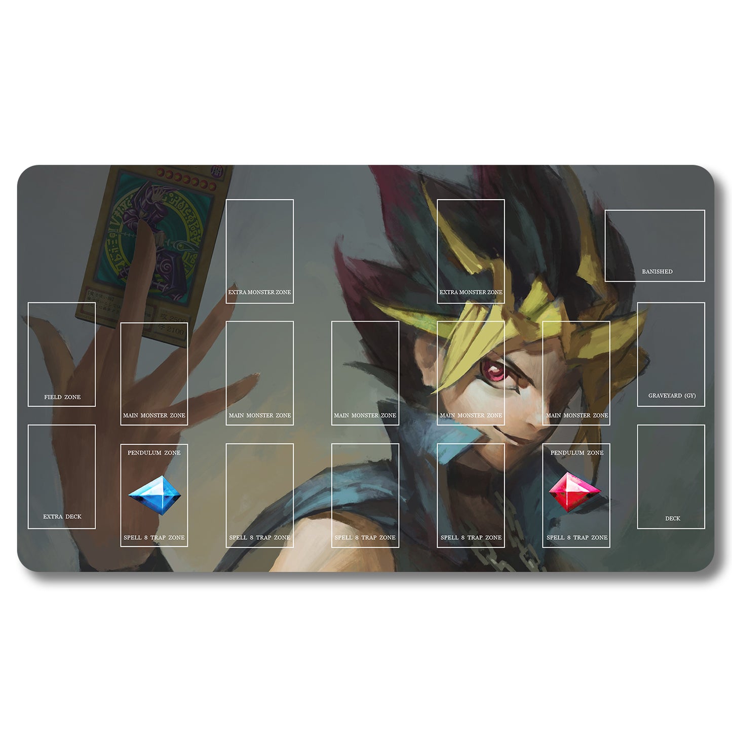 Board Game Yugi Muto Playmat- Yugioh Size 23.6X13.7in Play mats Compatible for TCG OCG CCG Trading Card Game