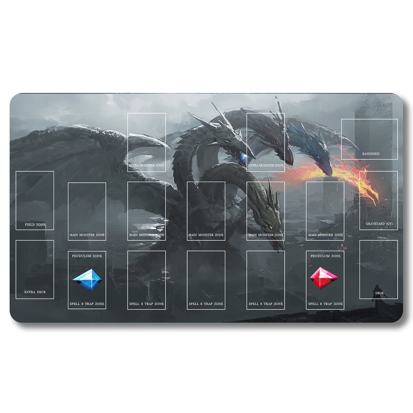 Board Game Cyber End Dragon Playmat- Yugioh Size 23.6X13.7in Play mats Compatible for TCG OCG CCG Trading Card Game