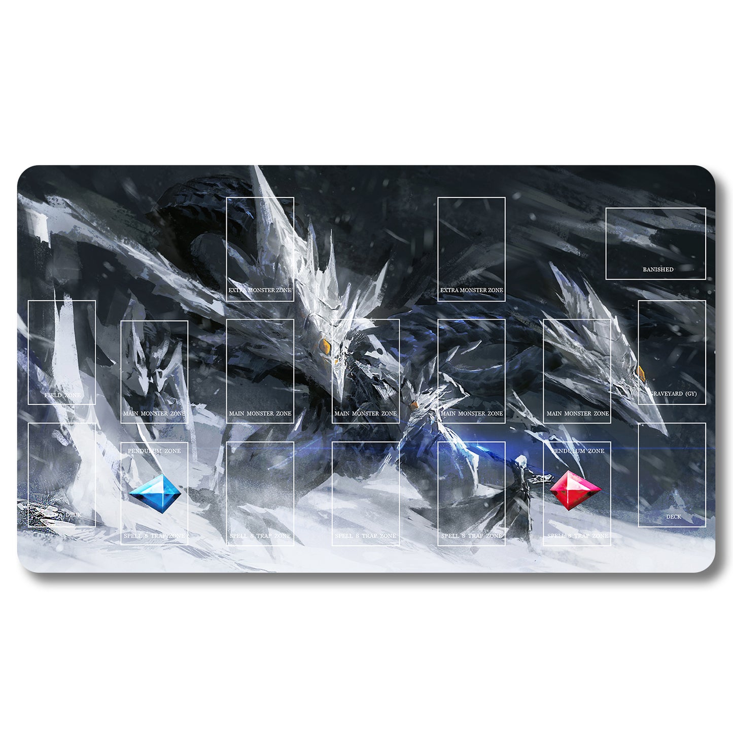 Tabulludo Ekstercentra - 1k7dzv- Yugioh Playmat Grandeco 23.6X13.7in Ludaj matoj Kongrua por TCG OCG CCG Komerca Kartludo