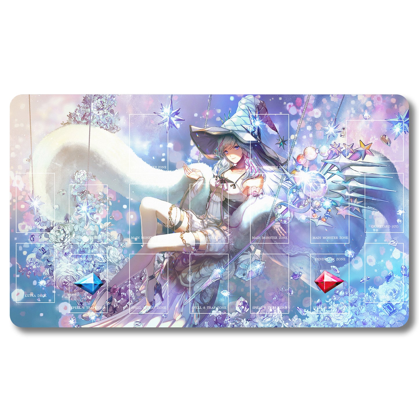 Tabulludo Ekstercentra - 1187965- Yugioh Playmat Grandeco 23.6X13.7in Ludaj matoj Kongrua por TCG OCG CCG Komerca Kartludo