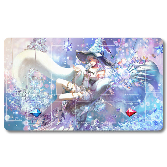 Board Game Silent Magician Playmat - Yugioh Size 23.6X13.7in Play mats Compatible for TCG OCG CCG Trading Card Game