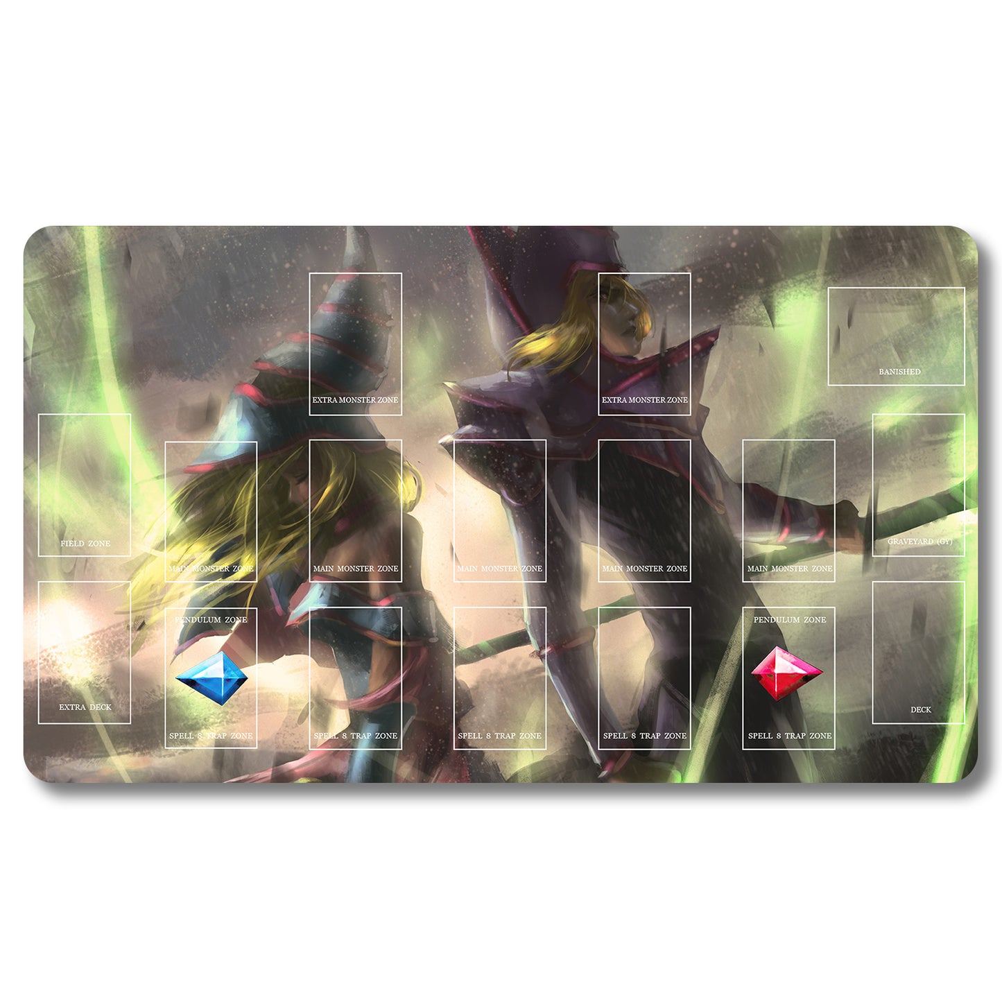 Board Game Black Magician Girl Playmat - Yugioh Size 23.6X13.7in Play mats Compatible for TCG OCG CCG Trading Card Game