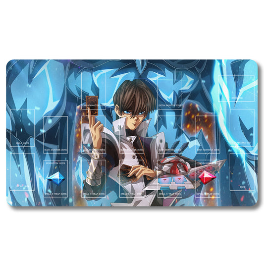 YUGIOH Seto Kaiba Playmat - Yugioh Size 23.6X13.7in Play mats Compatible for TCG OCG CCG Trading Card Game