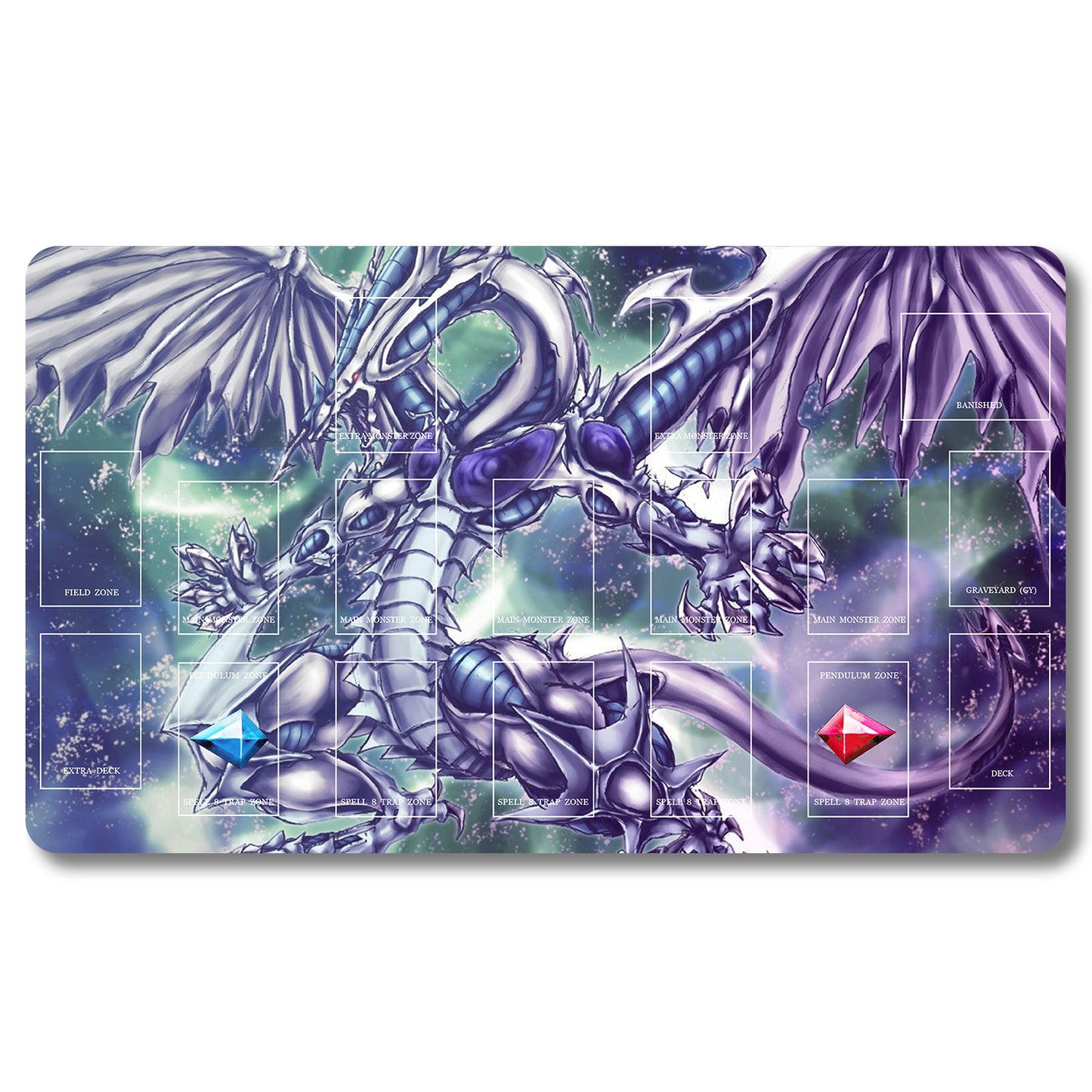 YUGIOH Blue-Eyes White Drago Playmat - Yugioh Size 23.6X13.7in Play mats Compatible for TCG OCG CCG Trading Card Game