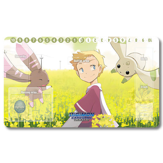 Digimon Terriermon Playmat - Digimon Size 23.6X13.7in Play mats Compatible for TCG DTCG CCG Trading Card Game