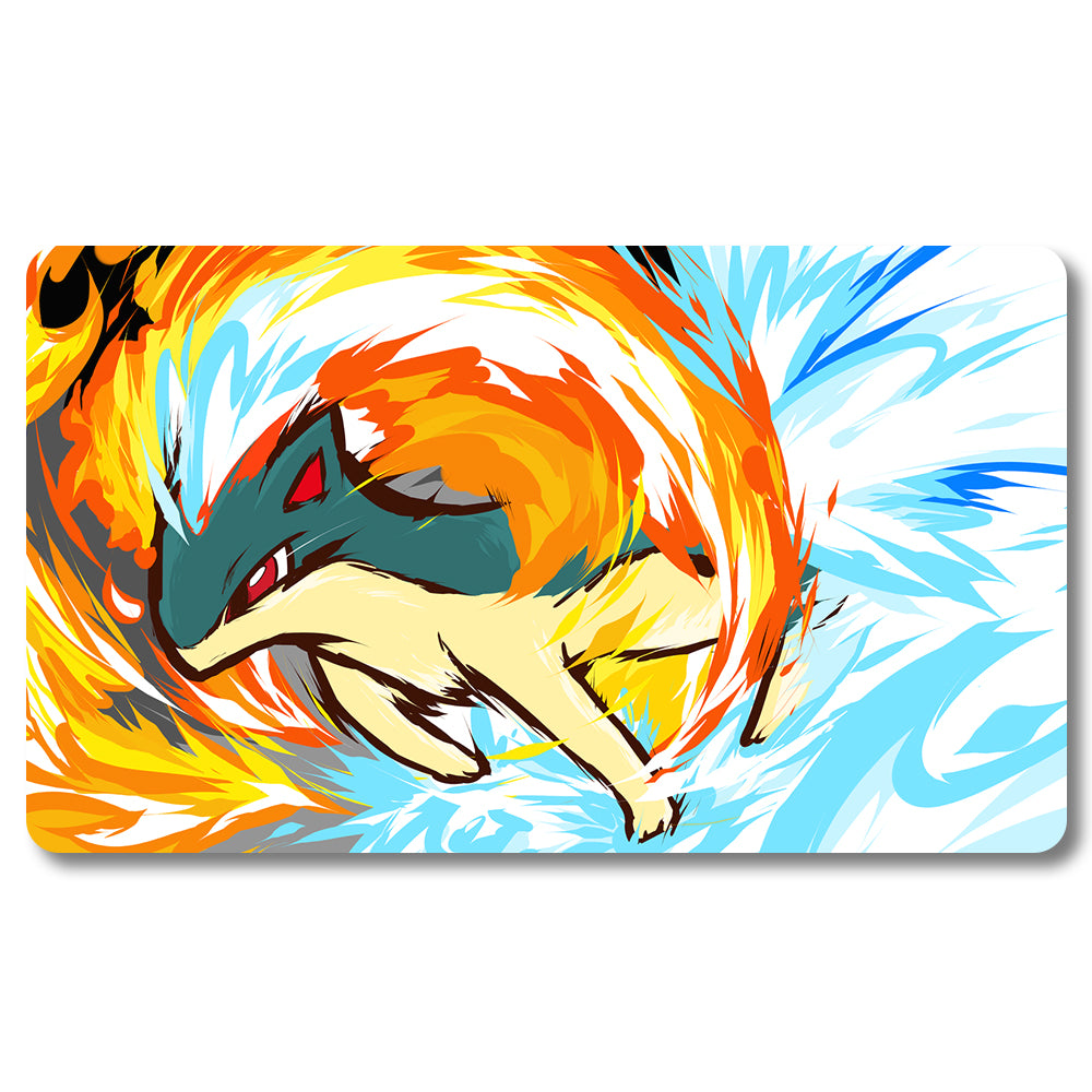 PTCG Cyndaquil Playmat- Pokemon  Size 23.6X13.7in Play mats Compatible for TCG MTG RPG CCG Trading Card Game