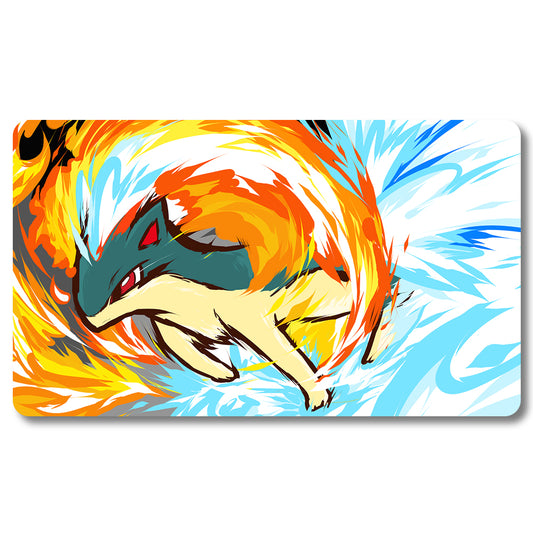 PTCG Cyndaquil Playmat- Pokemon  Size 23.6X13.7in Play mats Compatible for TCG MTG RPG CCG Trading Card Game