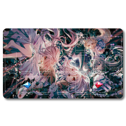 YUGIOH White Magician Pikeru Playmat - Yugioh Size 23.6X13.7in Play mats Compatible for TCG OCG CCG Trading Card Game