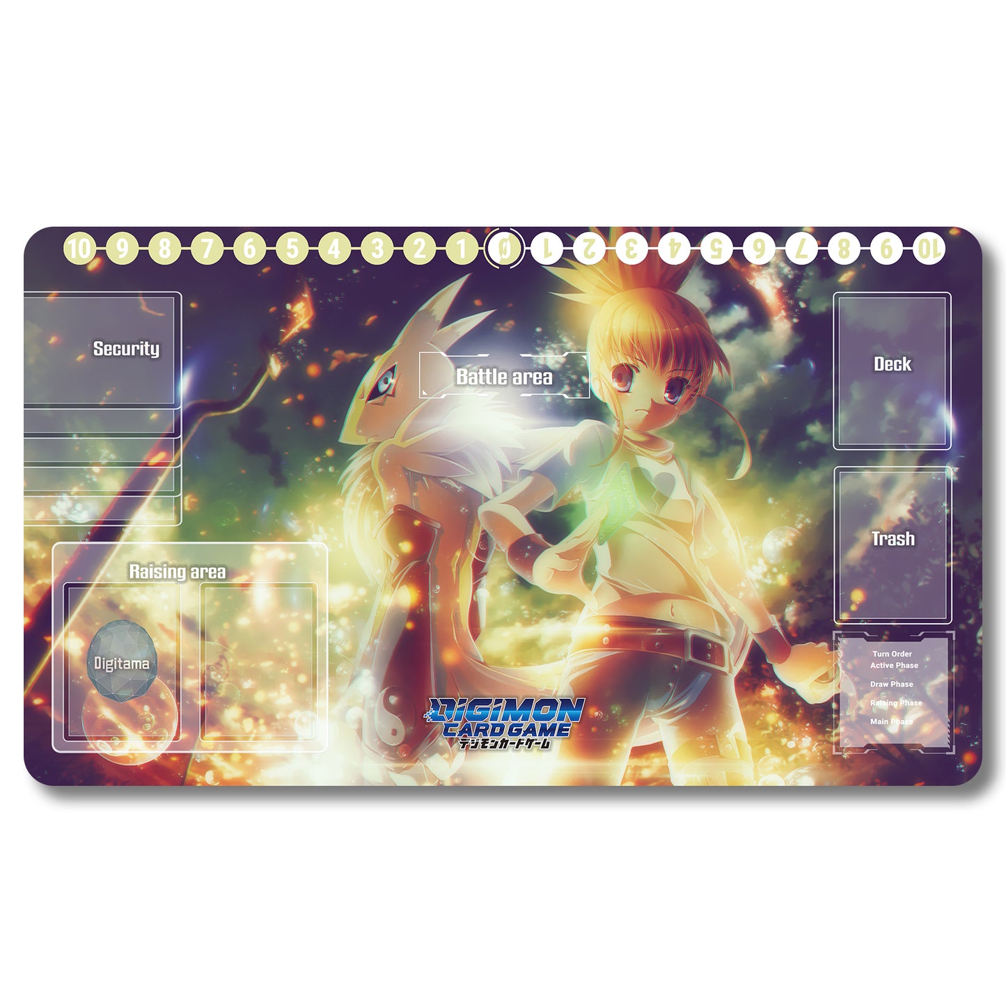 Board Game Peripheral - 785501- Digimon Playmat Size 23.6X13.7in Play mats Compatible for TCG DTCG CCG Trading Card Game