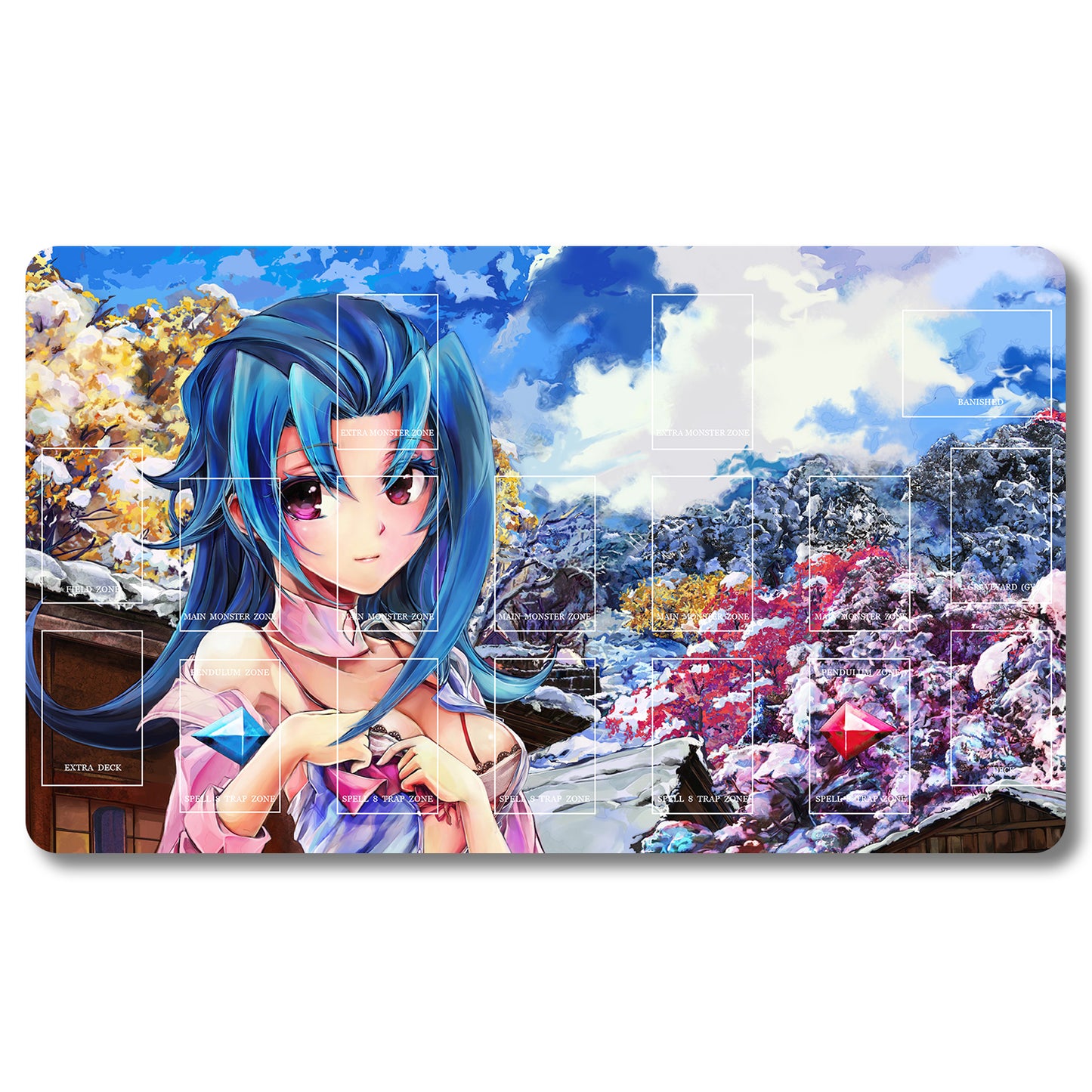 YUGIOH Peripheral - 67953- Yugioh Playmat Size 23.6X13.7in Play mats Compatible for TCG OCG CCG Trading Card Game